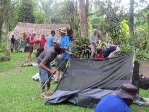 The boys setting up our camp