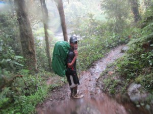 My porter, Max, waiting for me in the rain...