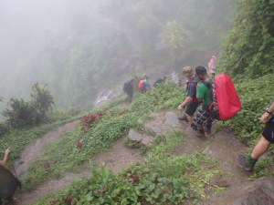Coming into Alolo Village in the rain
