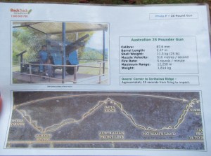 That's the ridge.. and that's the gun, an Ordnance QF 25 Pounder, weighing approximately 1.8 ton.