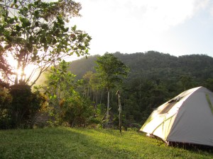 The sun going down over Camp Goodwater